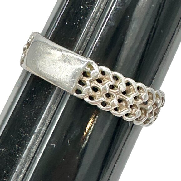 Vintage Sterling Silver 925 Buckle Design Ring Size 10 Unique Chain Style NV40 - Picture 6 of 10